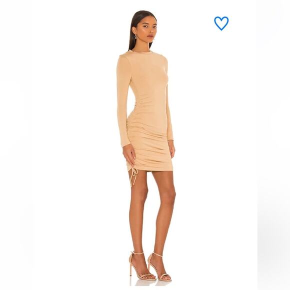 Superdown Lindsey Nude Long Sleeve Ruched Side Mini Dress XS - Picture 2 of 13